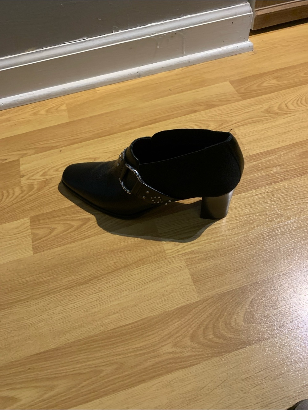 Brighton Black Women's Heeled Ankle Boot with Studded Strap